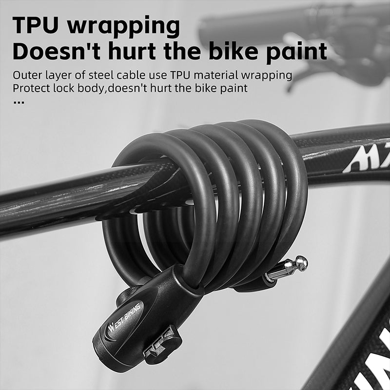 WEST BIKING YP0705099 1.2m Bicycle Lock Anti-freeze Steel Cable Anti-Theft Lock WEST BIKING YP0705099 1.2m Bicycle Lock Anti-freeze Steel Cable Anti-Theft Lock